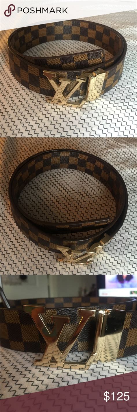 brown lv|lv brown checkered belt.